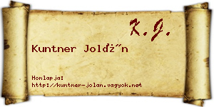 Kuntner Jolán névjegykártya