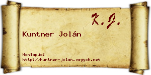 Kuntner Jolán névjegykártya